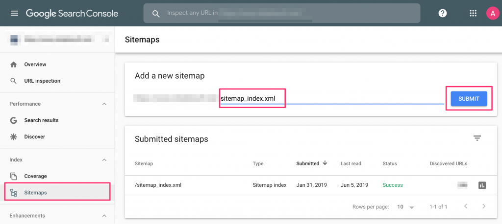 showing how to add a xml sitemap to google search console