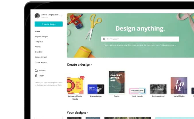 canva screenshot for graphic designers